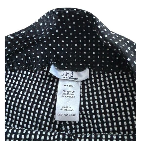 Joe B By Joe Benbasset Polka Dot Pull On Pants Sz L Black White Stretch Career - Picture 2 of 6